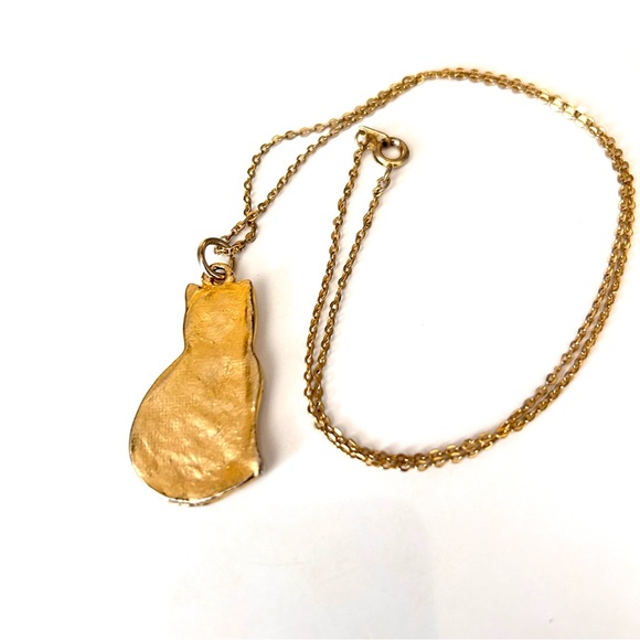 Cat Necklace Vintage Gold Tone 18” Chain - Picture 4 of 6